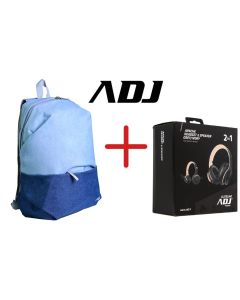 Kit ADJ composto da una Borsa Zaino Notebook Yoof 15.6" Blu e una Cuffie/Speaker 2in1 Apache Grigia e Avorio - ADJBUNDLE005