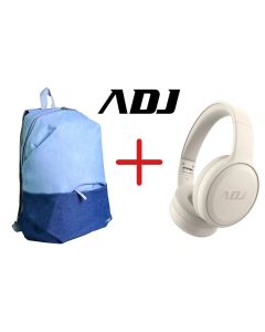 ADJ Kit composto da una Borsa Zaino Notebook Yoof 15.6" Blu e una Cuffia Bluetooth Deep 2.0 Bianca - ADJBUNDLE002